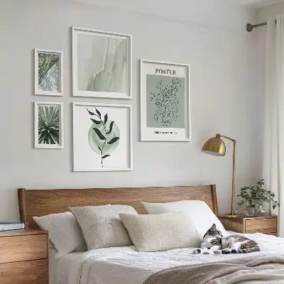 Gallery wall nature-inspired plant prints
