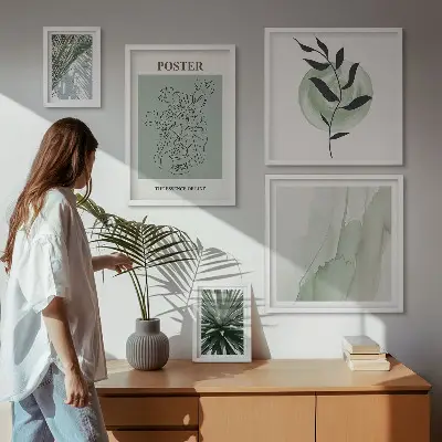 Gallery wall nature-inspired plant prints