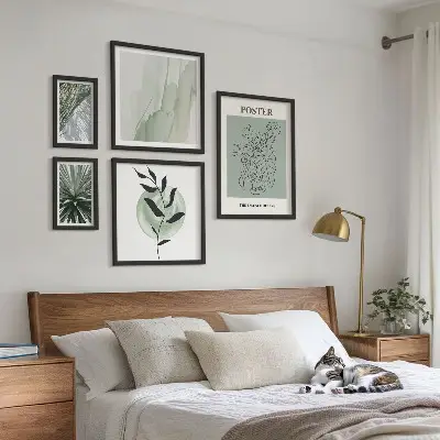 Gallery wall nature-inspired plant prints