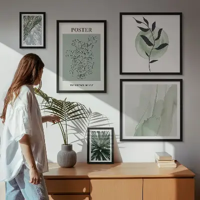 Gallery wall nature-inspired plant prints