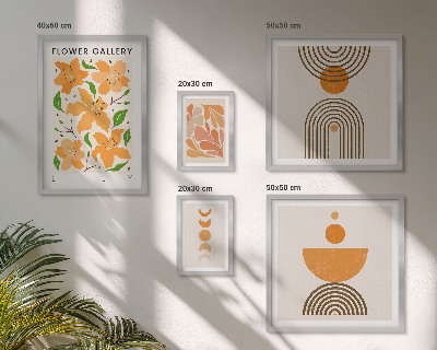 Set of 5 wall art pieces Stylish flowers and geometry