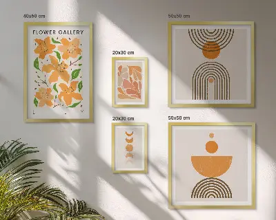 5-Piece wall art set stylish flowers and geometry design