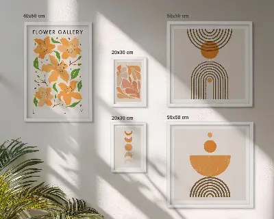 5-Piece wall art set stylish flowers and geometry design