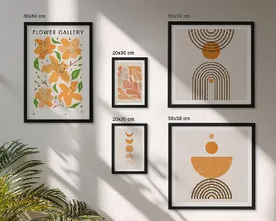 5-Piece wall art set stylish flowers and geometry design