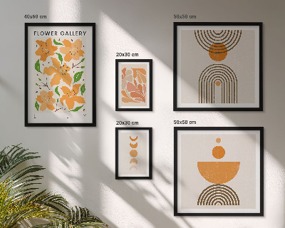 Set of 5 wall art pieces Stylish flowers and geometry