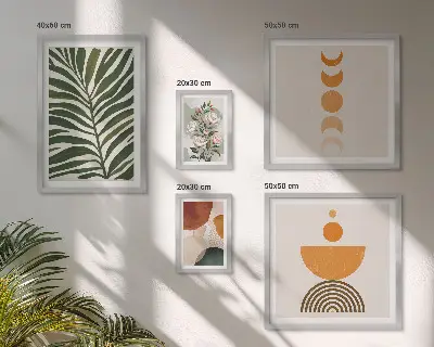 Framed photo set with boho plant pattern shapes