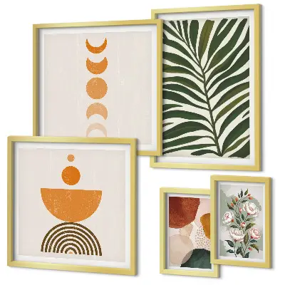 Framed photo set with boho plant pattern shapes