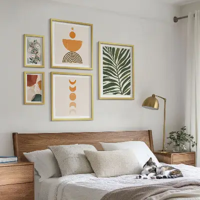 Framed photo set with boho plant pattern shapes