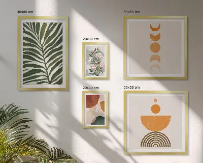 Framed photo set with boho plant pattern shapes