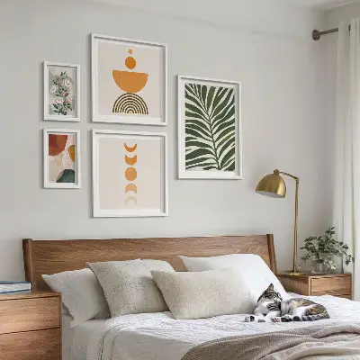 Framed photo set with boho plant pattern shapes