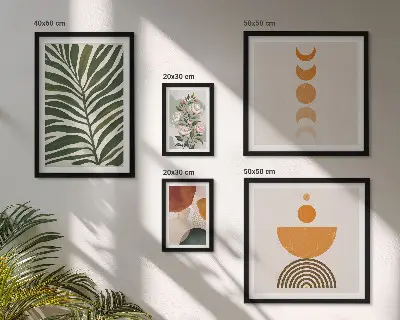 Framed photo set with boho plant pattern shapes