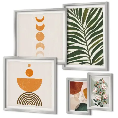 Framed photo set with boho plant pattern shapes