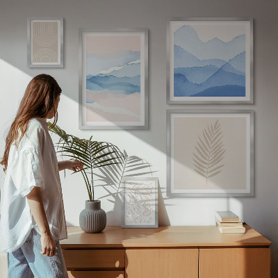Framed photo set Abstract landscapes leaves