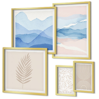 Framed photo set Abstract landscapes leaves