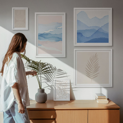 Framed photo set Abstract landscapes leaves