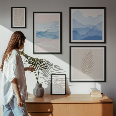 Framed photo set Abstract landscapes leaves