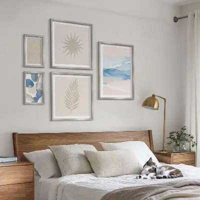 Abstract plant waves wall art set of 5 pieces