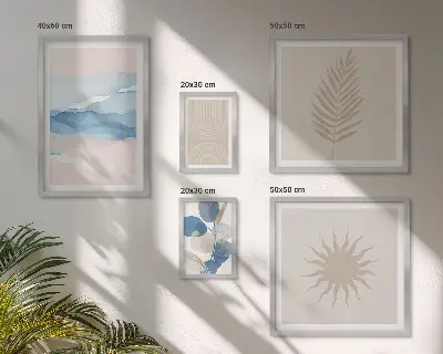 Abstract plant waves wall art set of 5 pieces