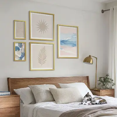 Abstract plant waves wall art set of 5 pieces