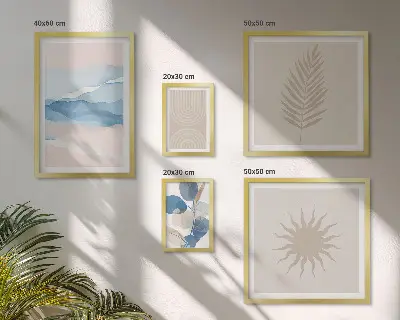 Abstract plant waves wall art set of 5 pieces
