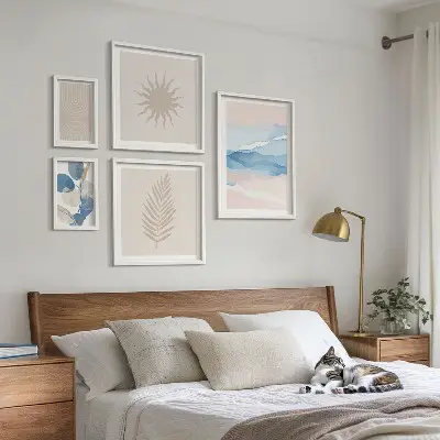 Set of 5 wall art pieces Abstract plant waves