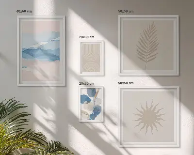 Abstract plant waves wall art set of 5 pieces