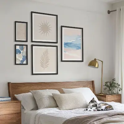 Abstract plant waves wall art set of 5 pieces