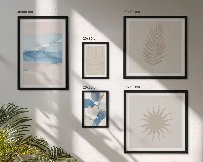Abstract plant waves wall art set of 5 pieces