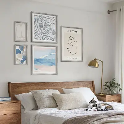 Framed nature abstract art print set stylish graphic wall decor