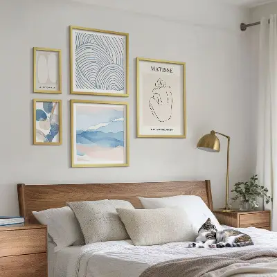 Framed nature abstract art print set stylish graphic wall decor