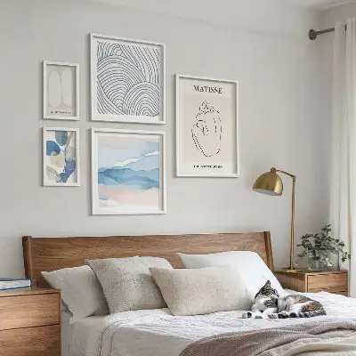 Framed nature abstract art print set stylish graphic wall decor