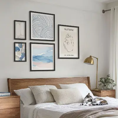 Framed nature abstract art print set stylish graphic wall decor