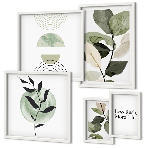 Set of 5 wall art pieces Stylish plant interior graphics