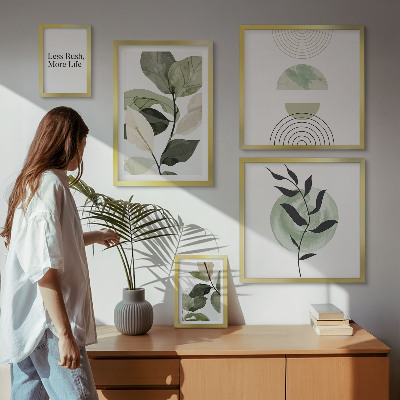 Set of 5 wall art pieces Stylish plant interior graphics