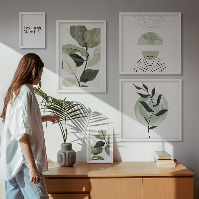 Set of 5 wall art pieces Stylish plant interior graphics