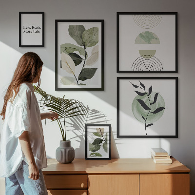 Set of 5 wall art pieces Stylish plant interior graphics