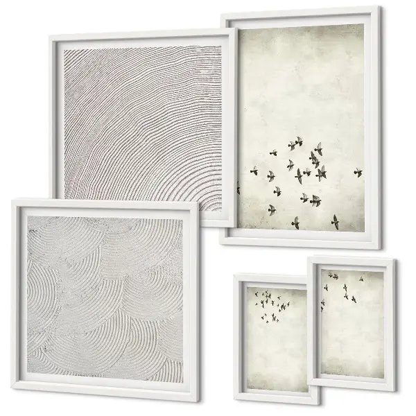 Minimalist bird wall art set of 5 pieces