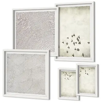 Minimalist bird wall art set of 5 pieces
