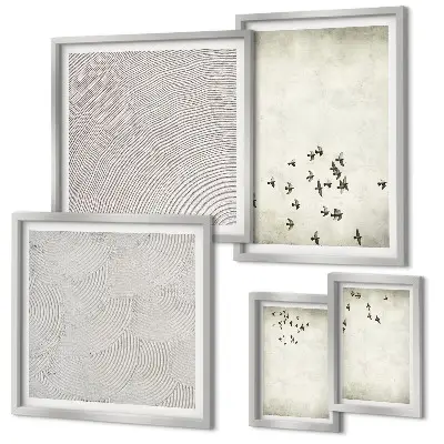 Minimalist bird wall art set of 5 pieces