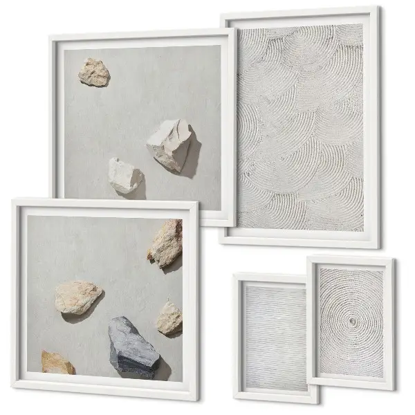 Geometric cardboard stones framed photo set