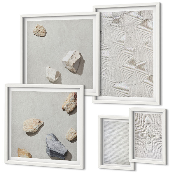 Framed photo set Geometric cardboard stones
