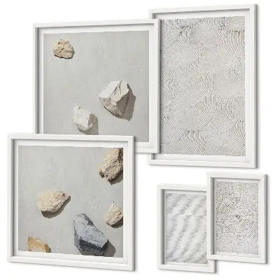 Geometric cardboard stones framed photo set