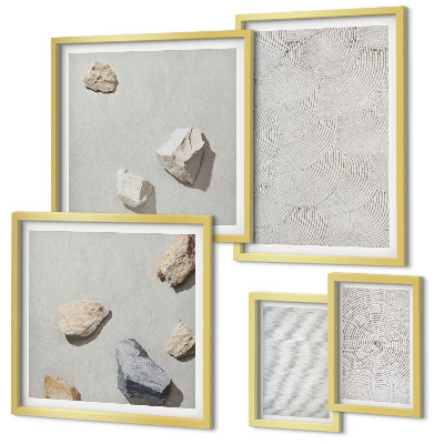 Framed photo set Geometric cardboard stones