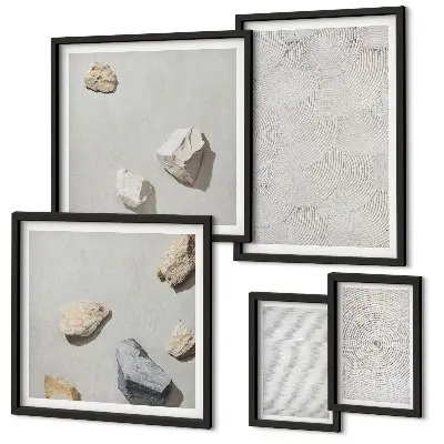 Geometric cardboard stones framed photo set