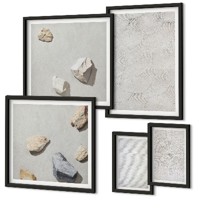 Framed photo set Geometric cardboard stones