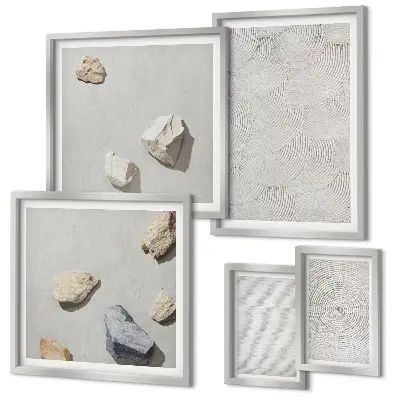 Geometric cardboard stones framed photo set