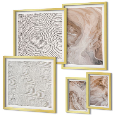 Set of 5 wall art pieces Marble stone texture patterns
