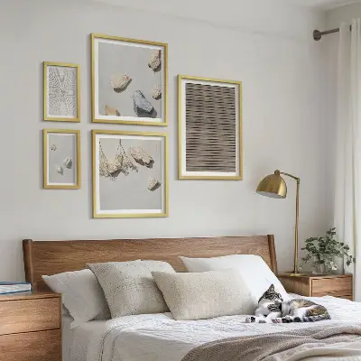 Framed photo set natural wood and stone textures