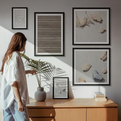 Framed photo set Natural textures wood stones