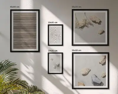 Framed photo set natural wood and stone textures